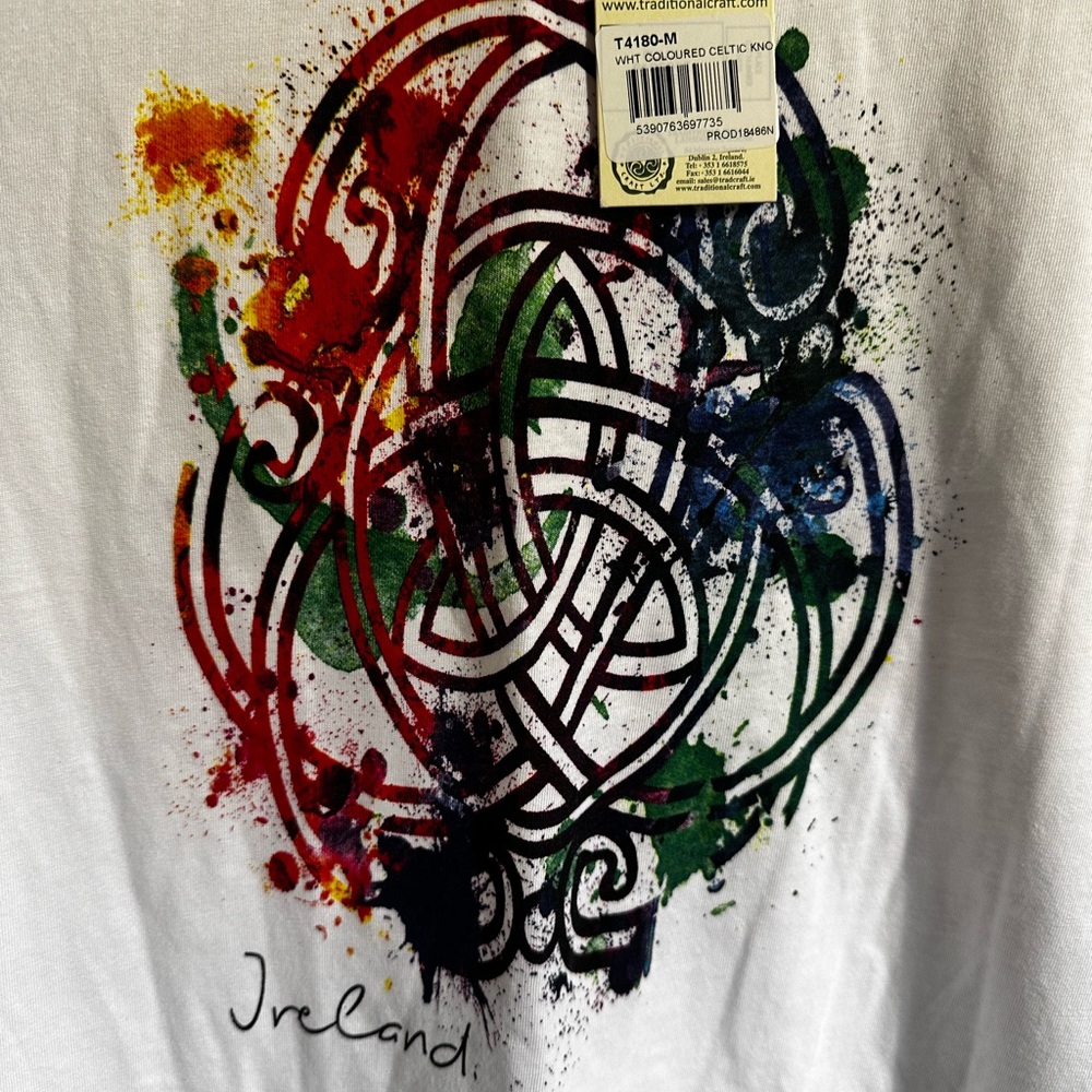 White Celtic Knot Ireland T-Shirt – Size S – New with Tags - Picture 6 of 7